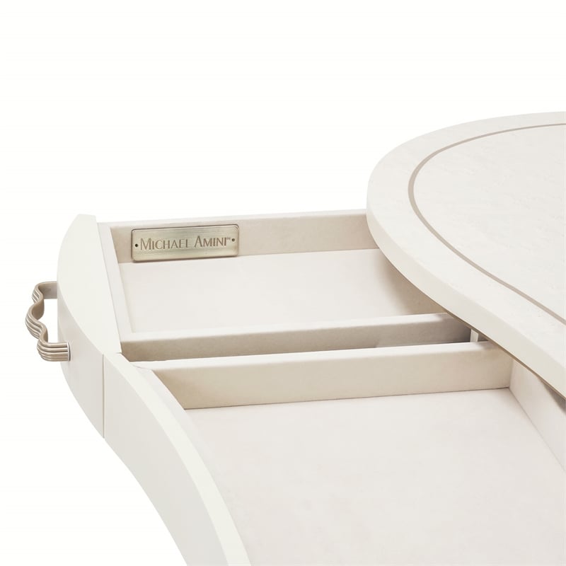 MICHAEL AMINI London Place Transitional Wood Desk in Creamy Pearl