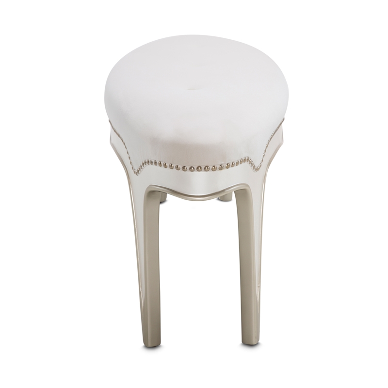 Michael Amini London Place Velvet Bed Bench - Creamy  Pearl