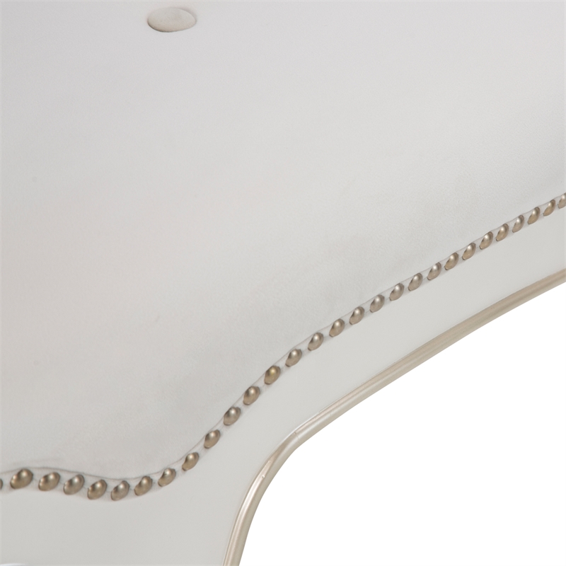 Michael Amini London Place Velvet Bed Bench - Creamy  Pearl