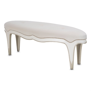 Michael Amini London Place Velvet Bed Bench - Creamy  Pearl