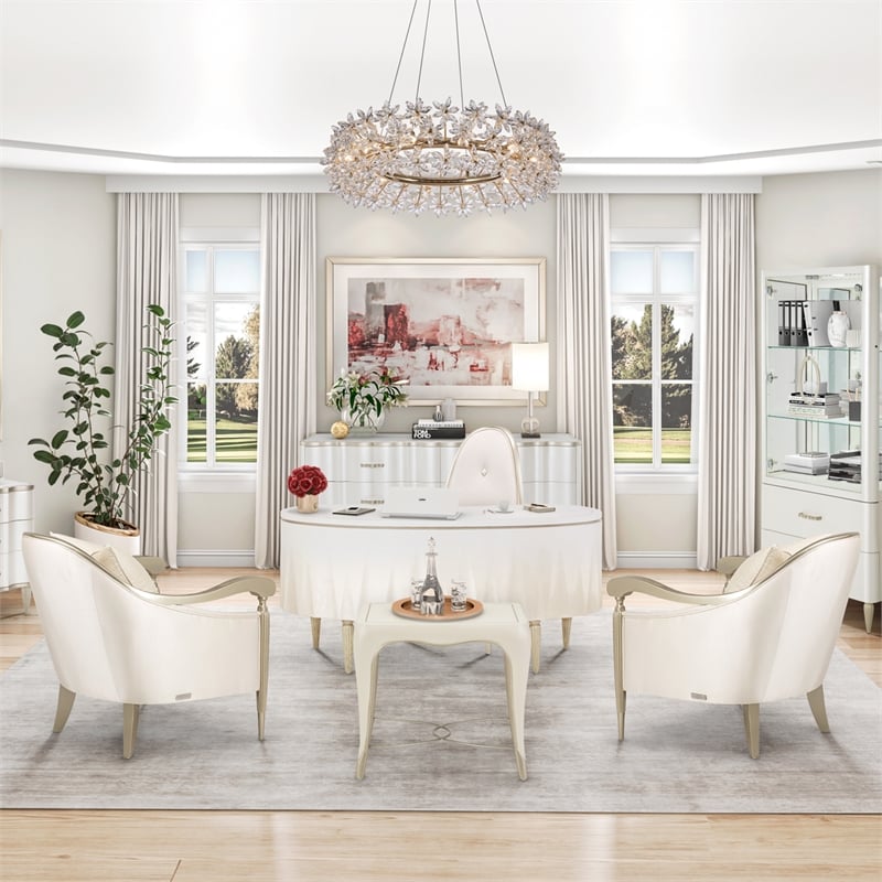 Michael Amini London Place Accent Chair - Porcelain/Platinum