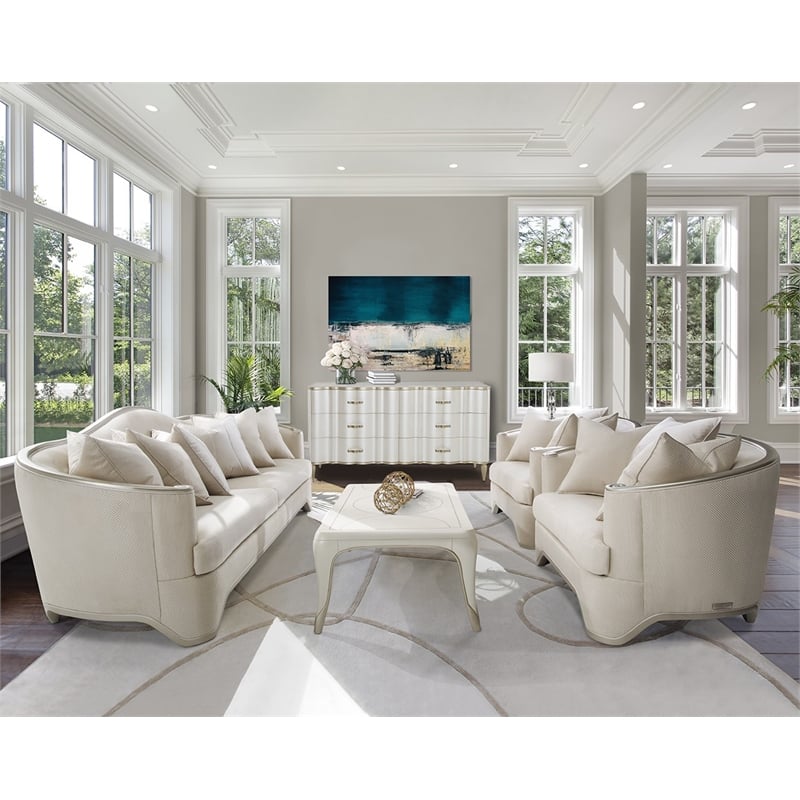 Michael Amini London Place Chair and a Half - Champagne/Platinum