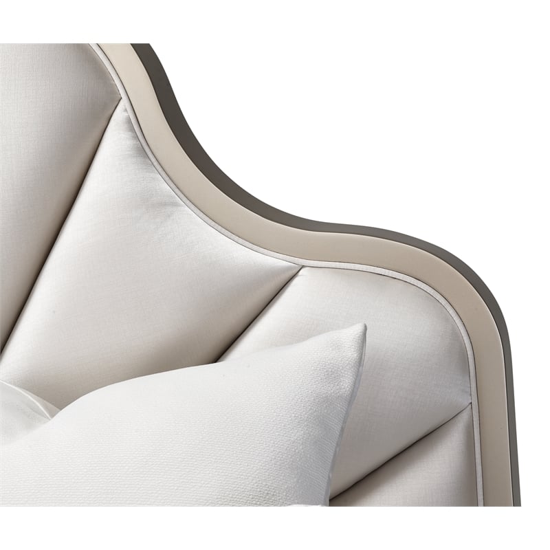 Michael Amini Malibu Crest Cal. King Scalloped Panel Bed - Porcelain/Chardonnay