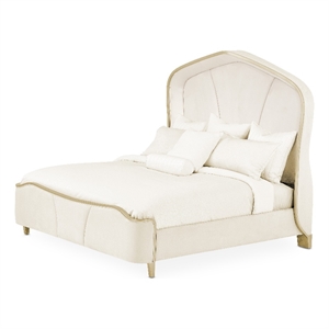 Michael Amini Malibu Crest Queen Curved Panel Bed - Doeskin/Chardonnay