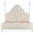 Michael Amini Malibu Crest Queen Scalloped Poster Bed - Porcelain/Chardonnay