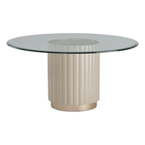Michael Amini Malibu Crest Round Glass Dining Table - Chardonnay