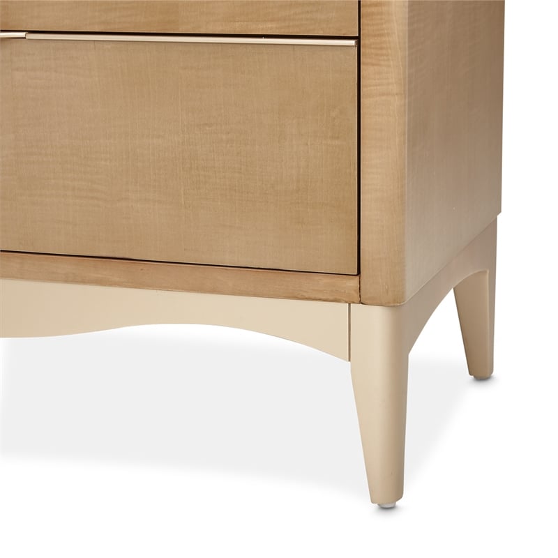 Michael Amini Malibu Crest Wood & Glass Display Cabinet - Chardonnay