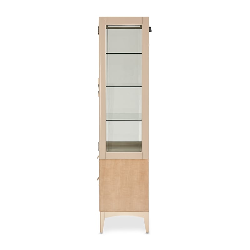 Michael Amini Malibu Crest Wood & Glass Display Cabinet - Chardonnay