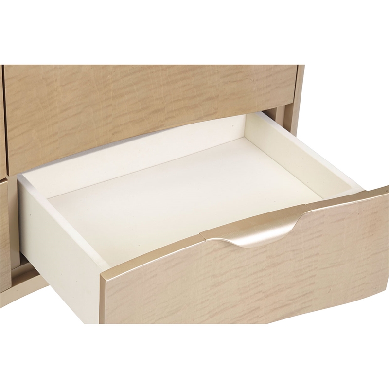 Michael Amini Malibu Crest Wood & Marble Dresser with Mirror - Blush