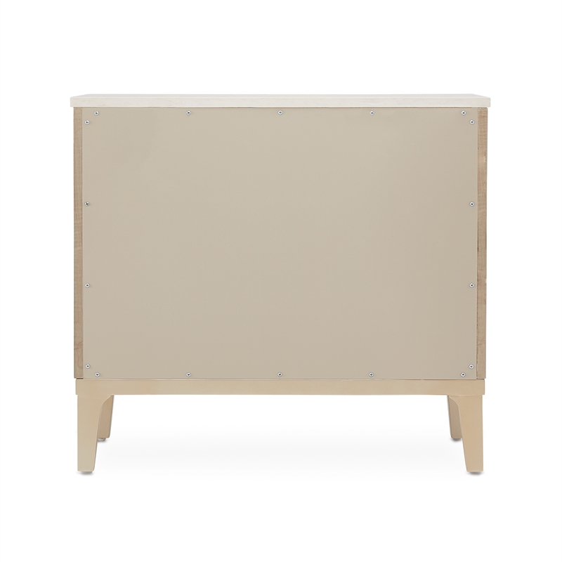 Michael Amini Malibu Crest Wood & Marble 3-Drawer Nightstand - Blush