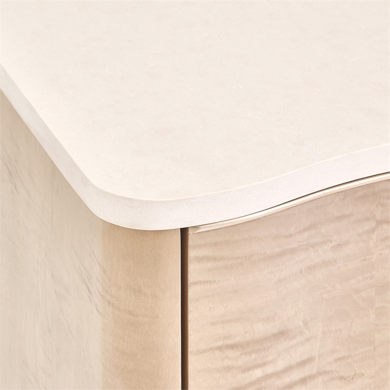 Michael Amini Malibu Crest Wood & Marble 3-Drawer Nightstand - Blush