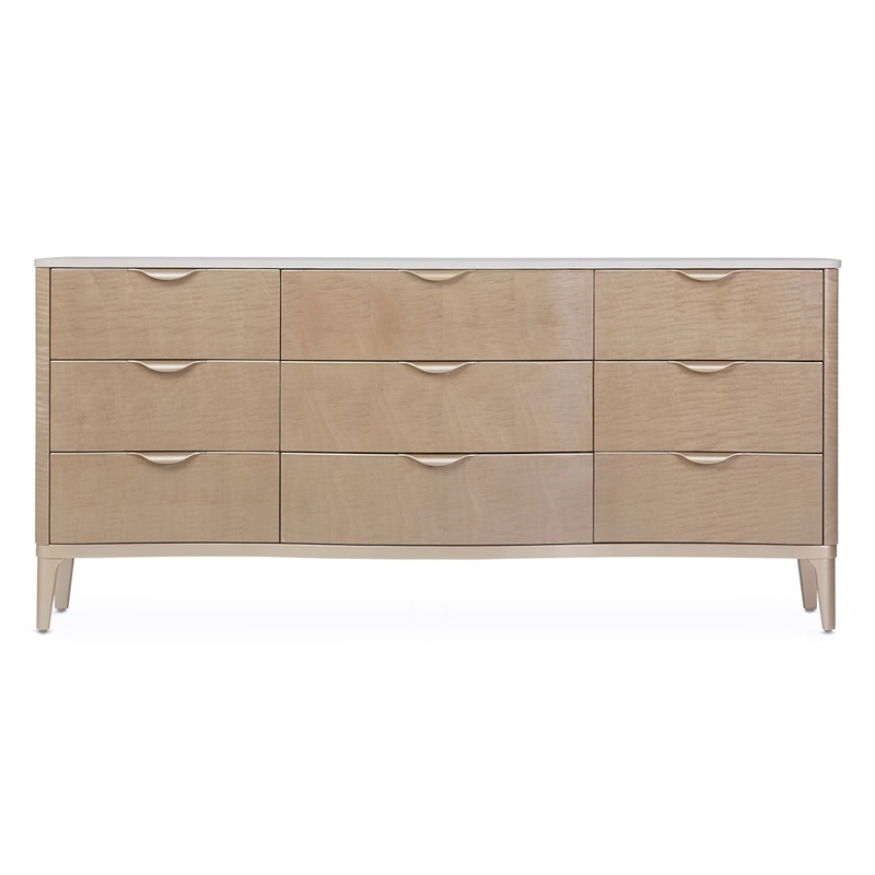 Michael Amini Malibu Crest Wood & Marble Dresser - Blush/Chardonnay