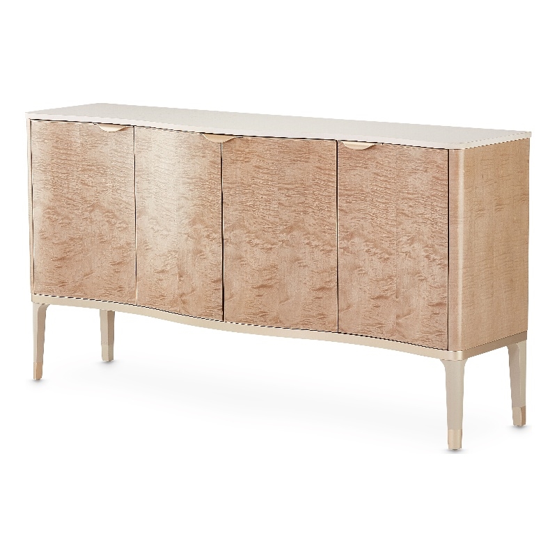 Michael Amini Malibu Crest Wood & Marble Sideboard - Blush