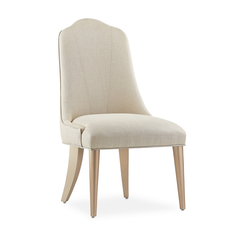 Michael Amini Malibu Crest Side Chair - Set of 2 - Frosted Linen/Chardonnay