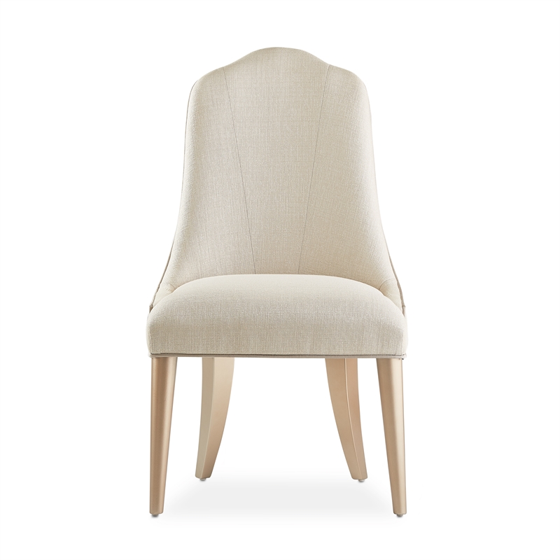 Michael Amini Malibu Crest Side Chair - Set of 2 - Frosted Linen/Chardonnay
