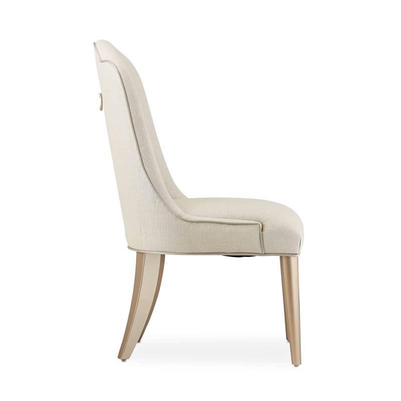 Michael Amini Malibu Crest Side Chair - Set of 2 - Frosted Linen/Chardonnay
