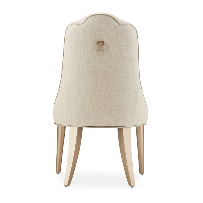 Michael Amini Malibu Crest Side Chair - Set of 2 - Frosted Linen/Chardonnay