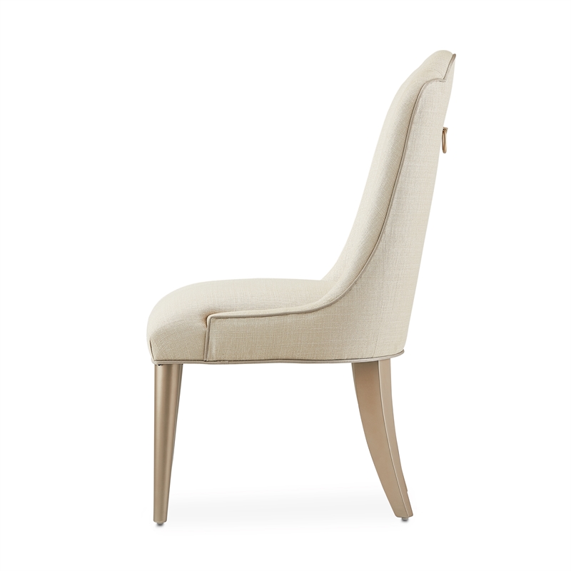 Michael Amini Malibu Crest Side Chair - Set of 2 - Frosted Linen/Chardonnay