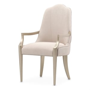 Michael Amini Malibu Crest Dining Arm Chair - Frosted Linen/Chardonnay
