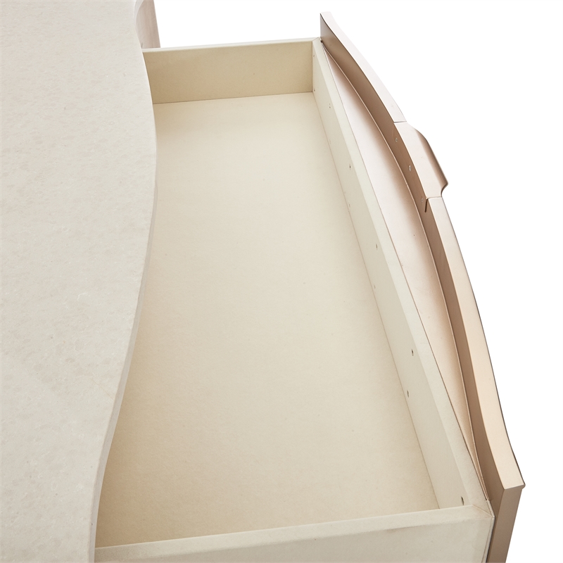 Michael Amini Malibu Crest Rectangular Wood & Marble Cocktail Table - Blush