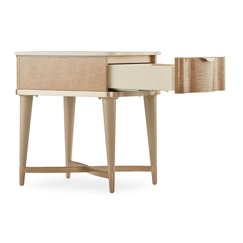 Michael Amini Malibu Crest Wood & Marble End Table - Blush/Chardonnay