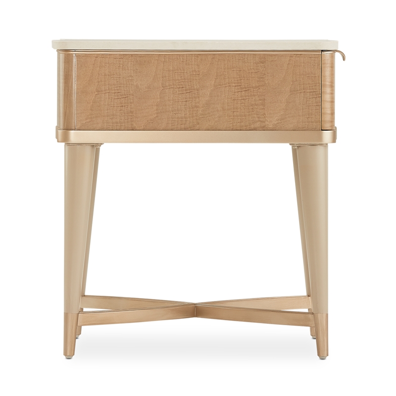 Michael Amini Malibu Crest Wood & Marble End Table - Blush/Chardonnay