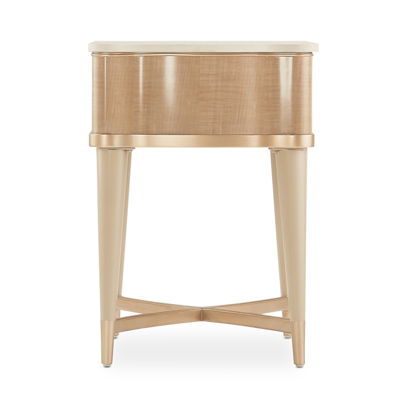 Michael Amini Malibu Crest Wood & Marble End Table - Blush/Chardonnay