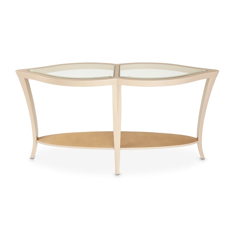 Michael Amini Malibu Crest Glass Top Console Table - Chardonnay