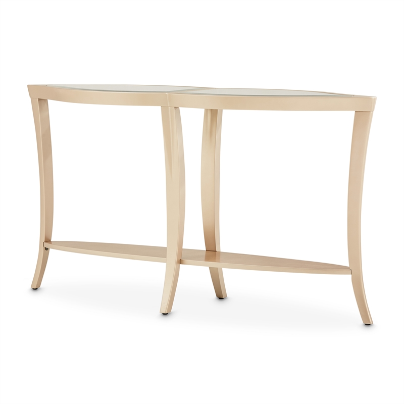 Michael Amini Malibu Crest Glass Top Console Table - Chardonnay