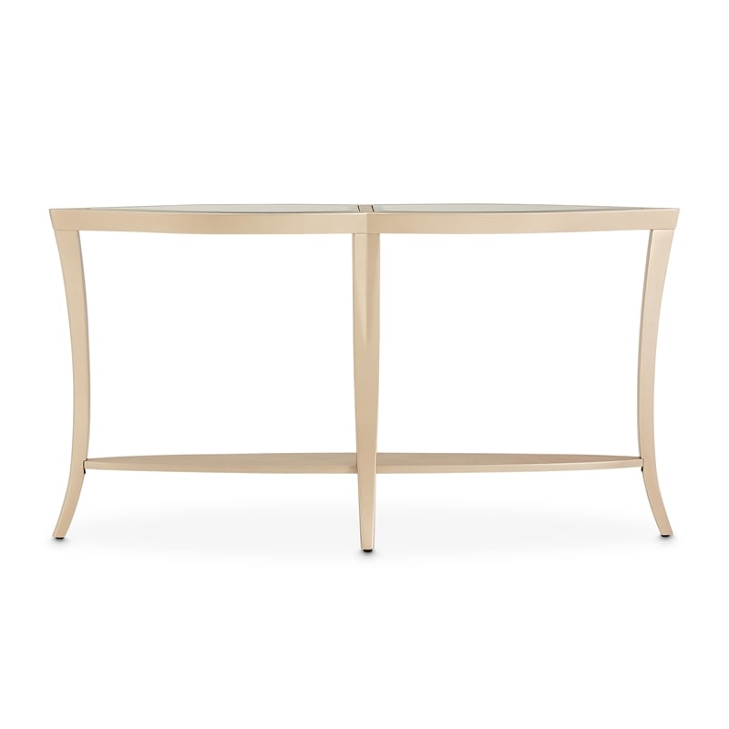 Michael Amini Malibu Crest Glass Top Console Table - Chardonnay