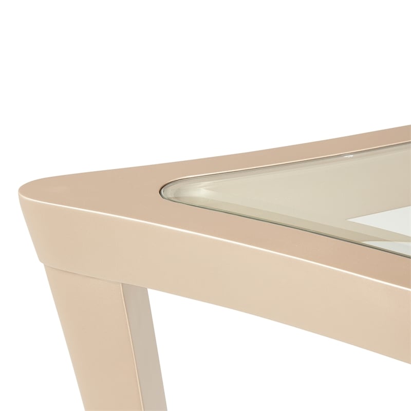 Michael Amini Malibu Crest Glass Top Console Table - Chardonnay