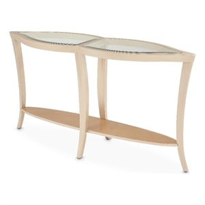 Michael Amini Malibu Crest Glass Top Console Table - Chardonnay