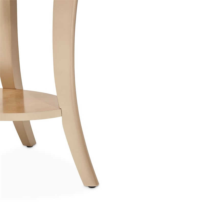 Michael Amini Malibu Crest Wood End Table with Glass Top - Chardonnay
