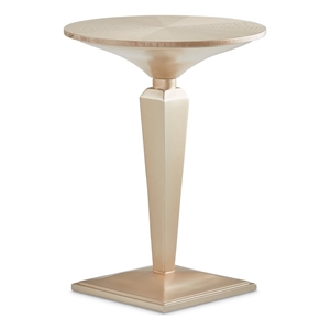 Michael Amini Malibu Crest Round Wood Pedestal Tea Table - Chardonnay