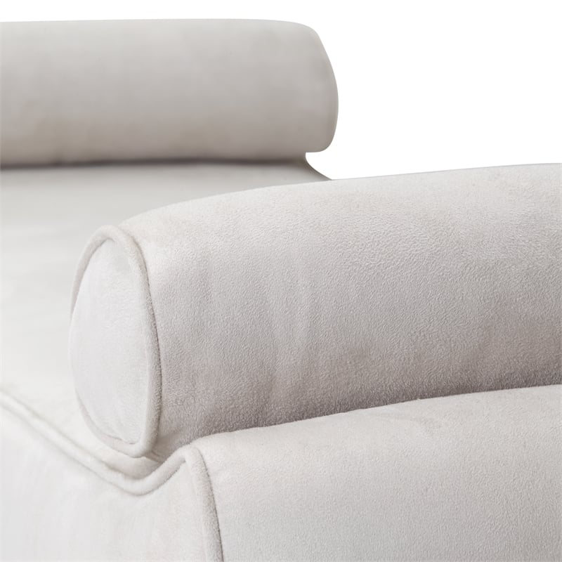 Michael Amini Malibu Crest Faux-Suede Bed Bench - Doeskin/Chardonnay