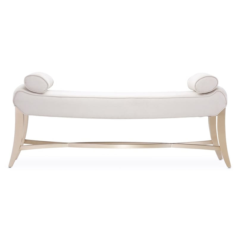 Michael Amini Malibu Crest Faux-Suede Bed Bench - Doeskin/Chardonnay