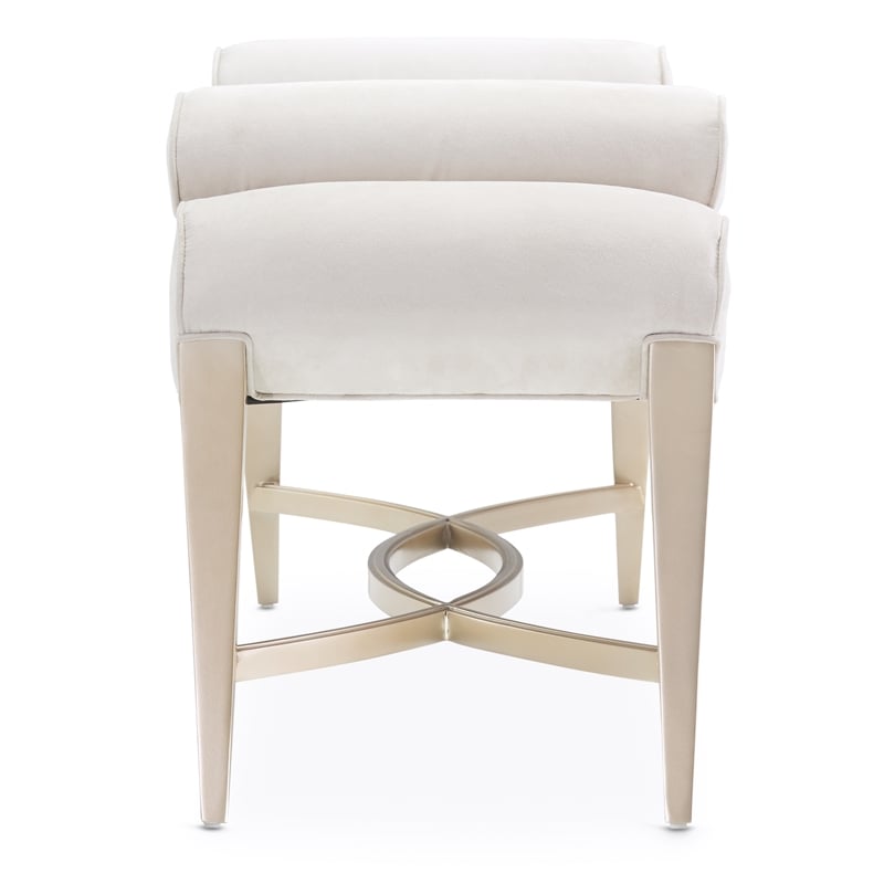 Michael Amini Malibu Crest Faux-Suede Bed Bench - Doeskin/Chardonnay