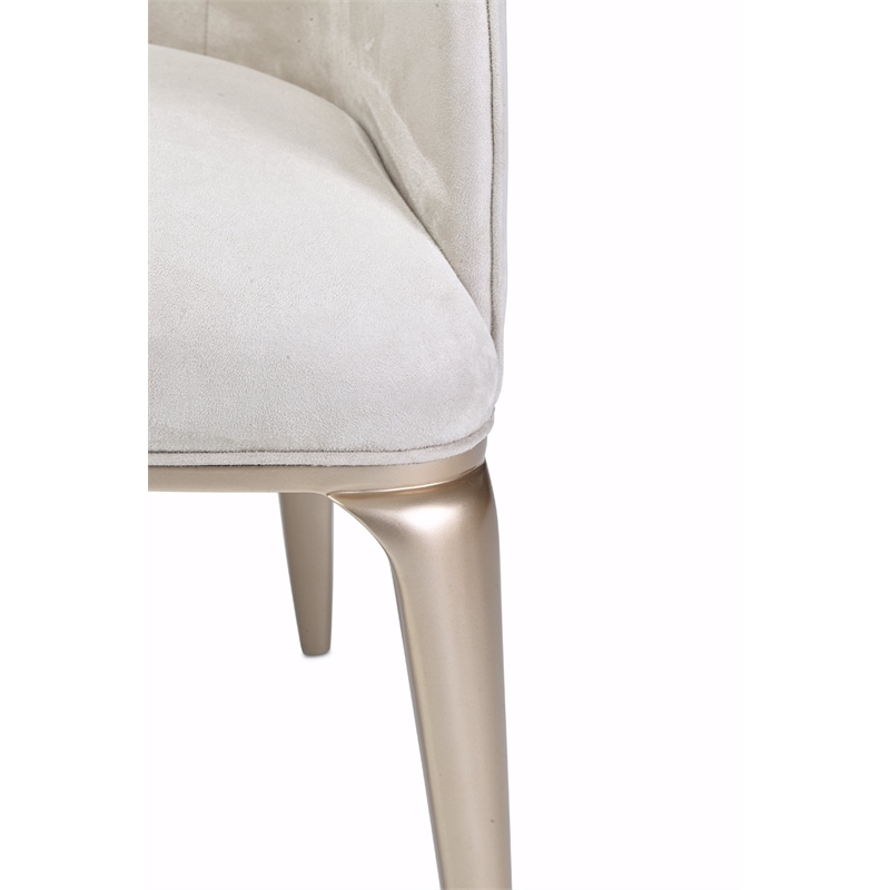 Michael Amini Malibu Crest Faux-Suede Vanity Chair - Doeskin/Chardonnay