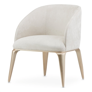 Michael Amini Malibu Crest Faux-Suede Vanity Chair - Doeskin/Chardonnay