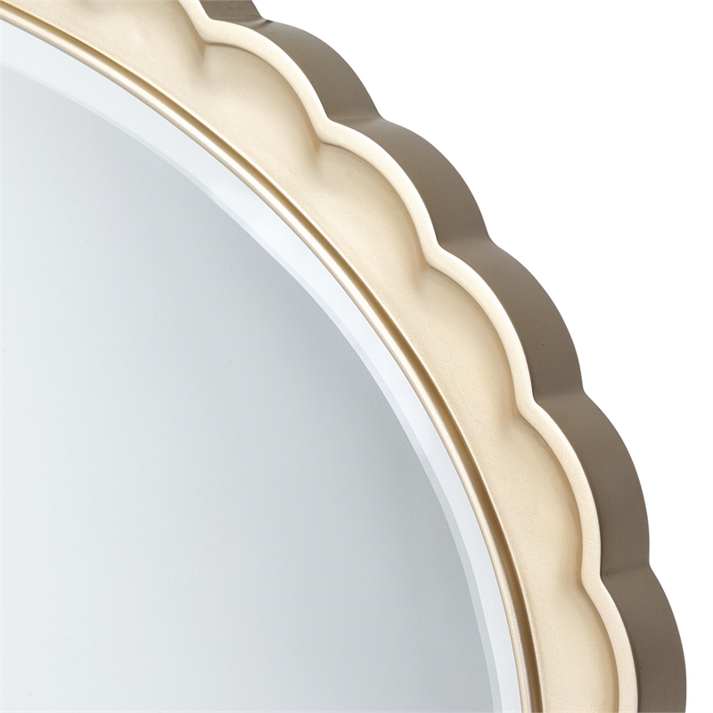 Michael Amini Malibu Crest Oval Wood Wall Mirror - Chardonnay