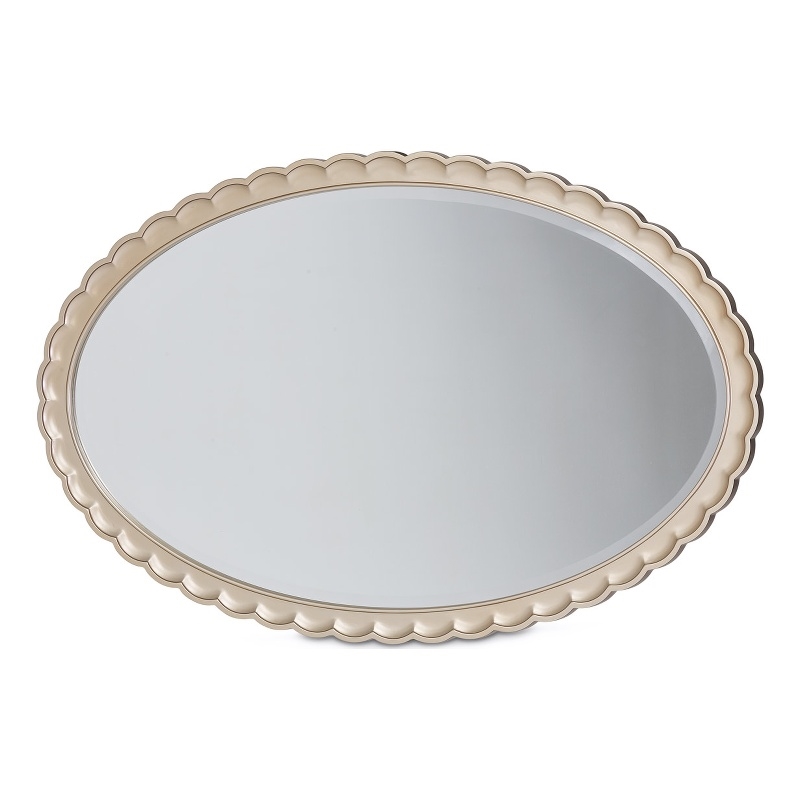 Michael Amini Malibu Crest Oval Wood Wall Mirror - Chardonnay