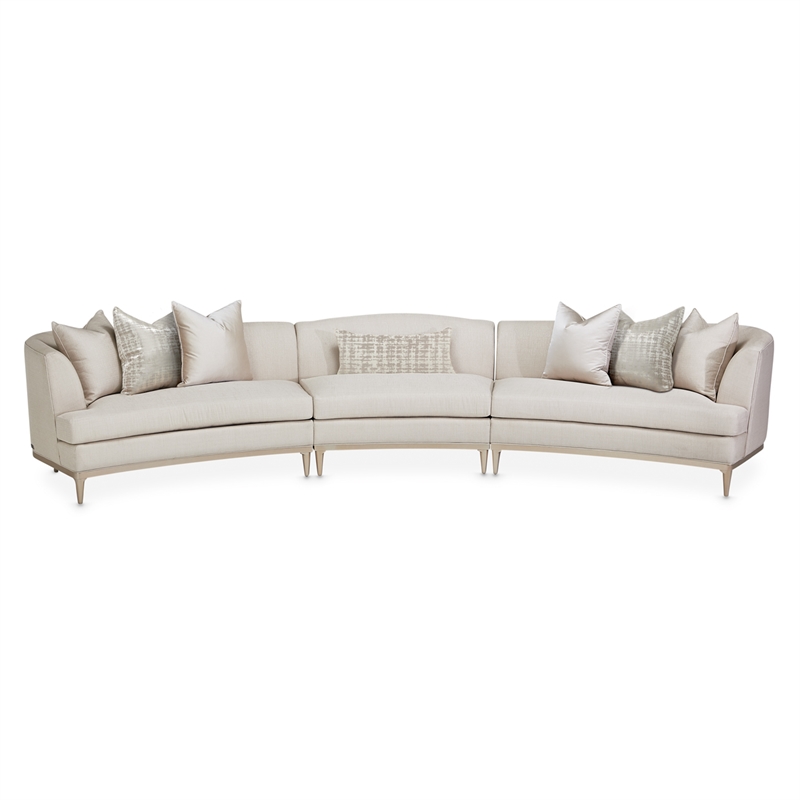 Michael Amini Malibu Crest 3-Piece Sofa - Pearl/Chardonnay