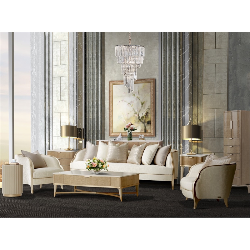 Michael Amini Malibu Crest Accent Chair - Cloud White/Chardonnay