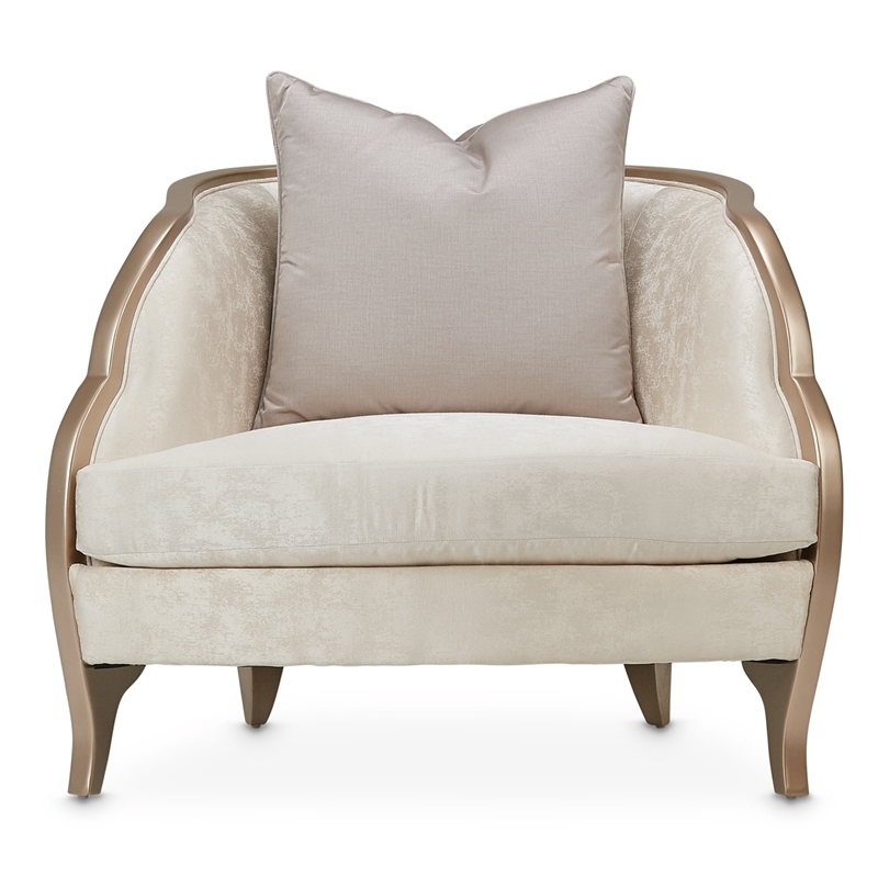 Michael Amini Malibu Crest Accent Chair - Cloud White/Chardonnay