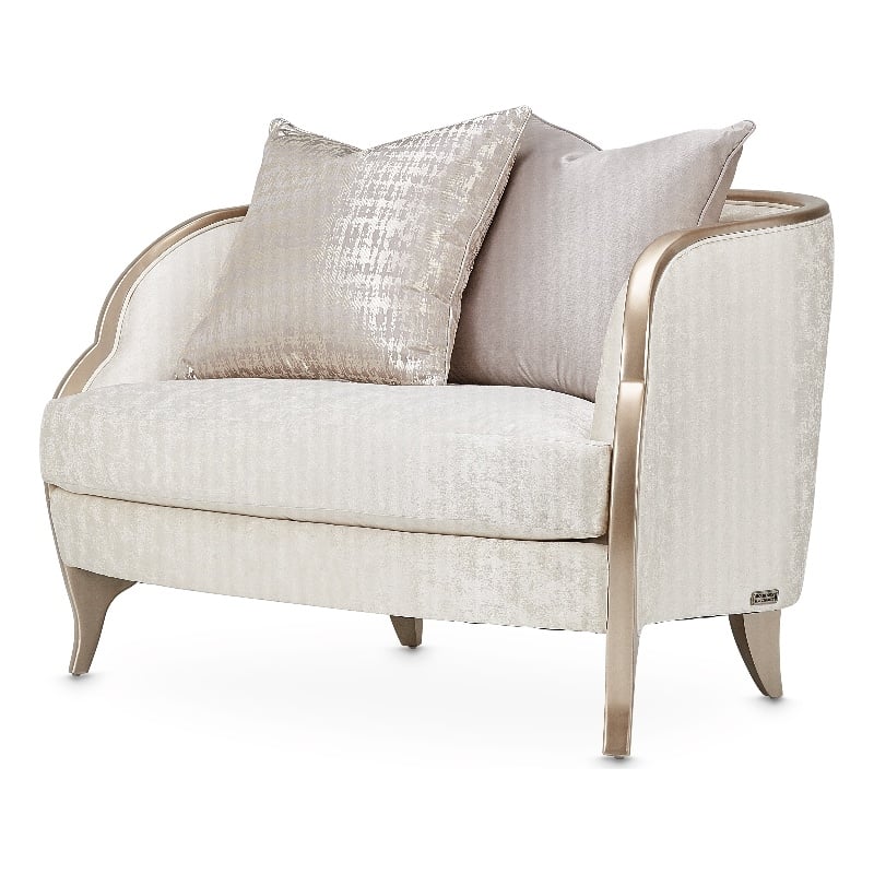 Michael Amini Malibu Crest Chair and Half - Cloud White/Chardonnay