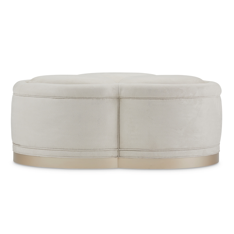 Michael Amini Malibu Crest Faux-Suede  Cocktail Ottoman - Doeskin/Chardonnay