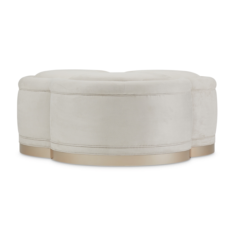 Michael Amini Malibu Crest Faux-Suede  Cocktail Ottoman - Doeskin/Chardonnay