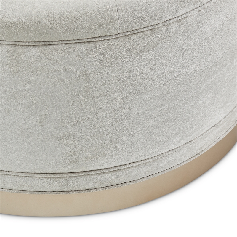 Michael Amini Malibu Crest Faux-Suede  Cocktail Ottoman - Doeskin/Chardonnay