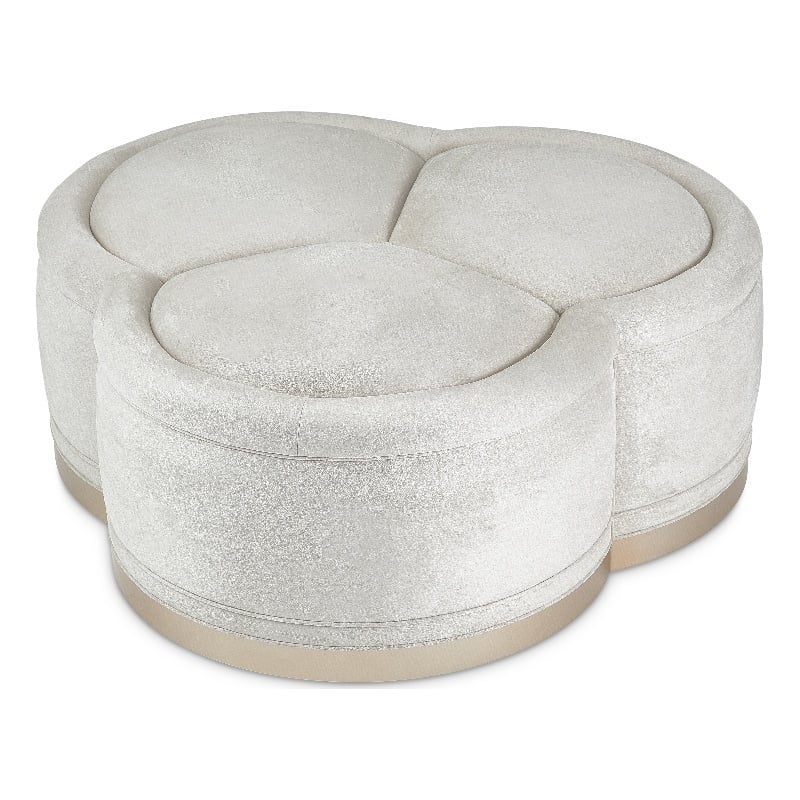 Michael Amini Malibu Crest Faux-Suede  Cocktail Ottoman - Doeskin/Chardonnay