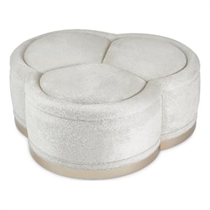 michael amini malibu crest faux-suede  cocktail ottoman - doeskin/chardonnay